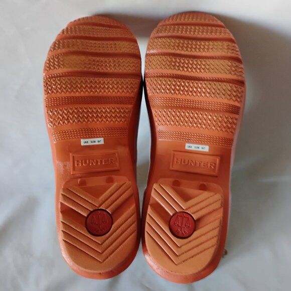 Hunter Boots Rain Tall Glossy Wellies Like New Rare Sunset Ombre Coral Yellow 7 - Picture 15 of 16